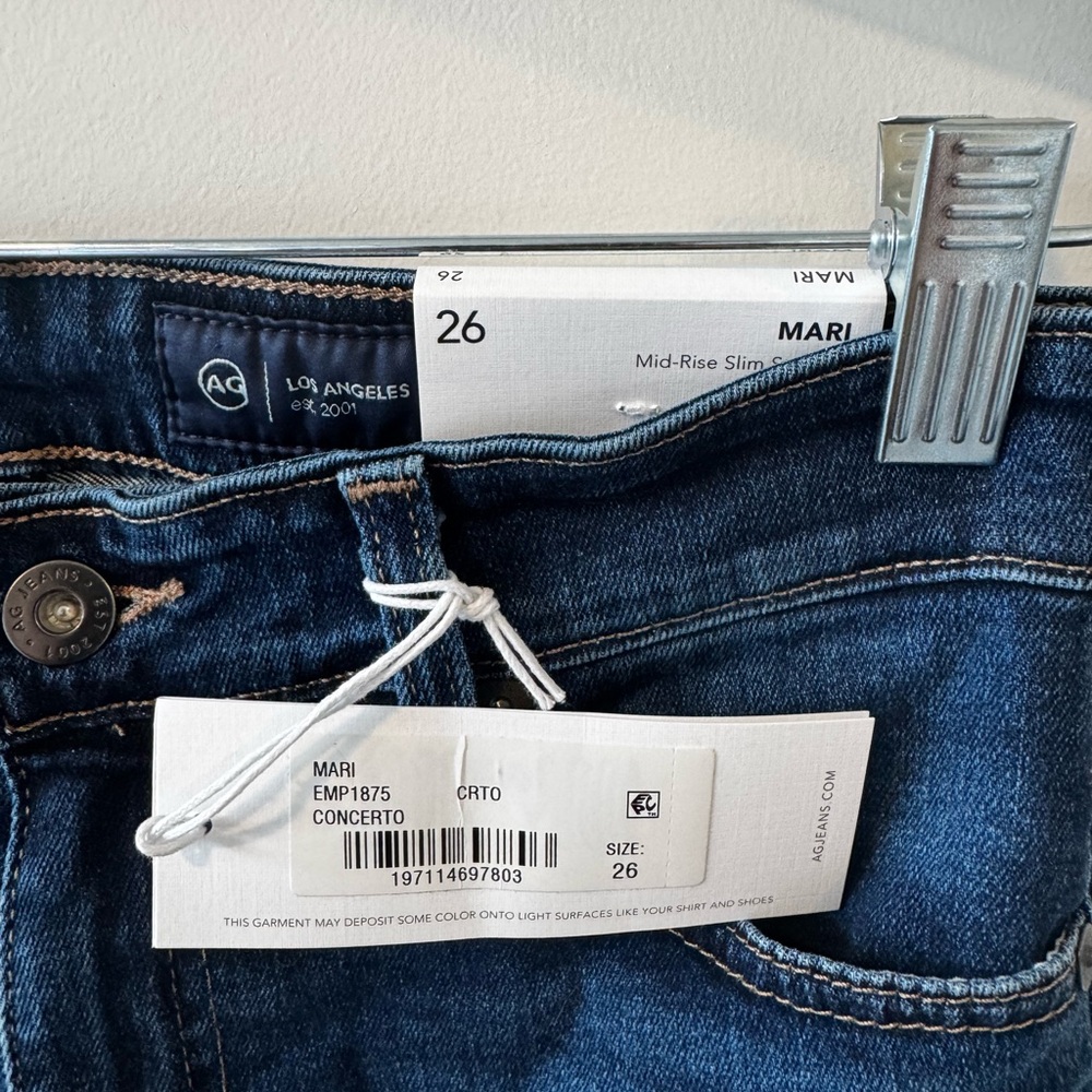 AG Mari Mid-Rise Slim Straight Dark Blue Jeans - Size 26 (brand new) - Picture 4 of 10